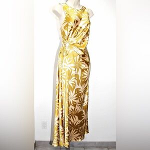 House of Harlow 1960 Ruched Side Cut-out Circl Satin Slip Maxi Dress – M | NWOT